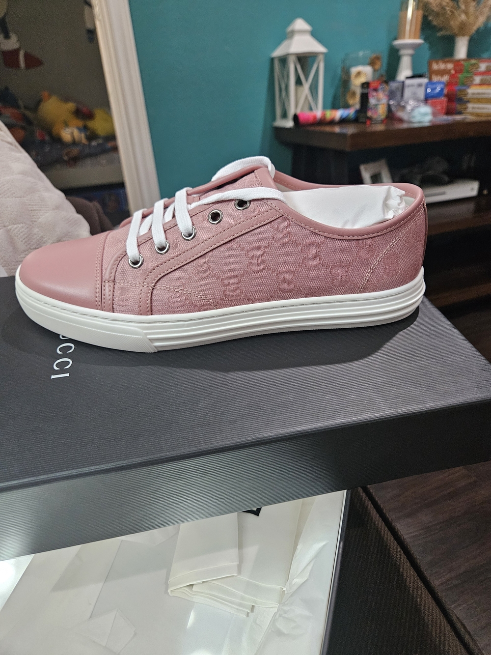 Gucci Pink Low-Top Canvas Sneaker
